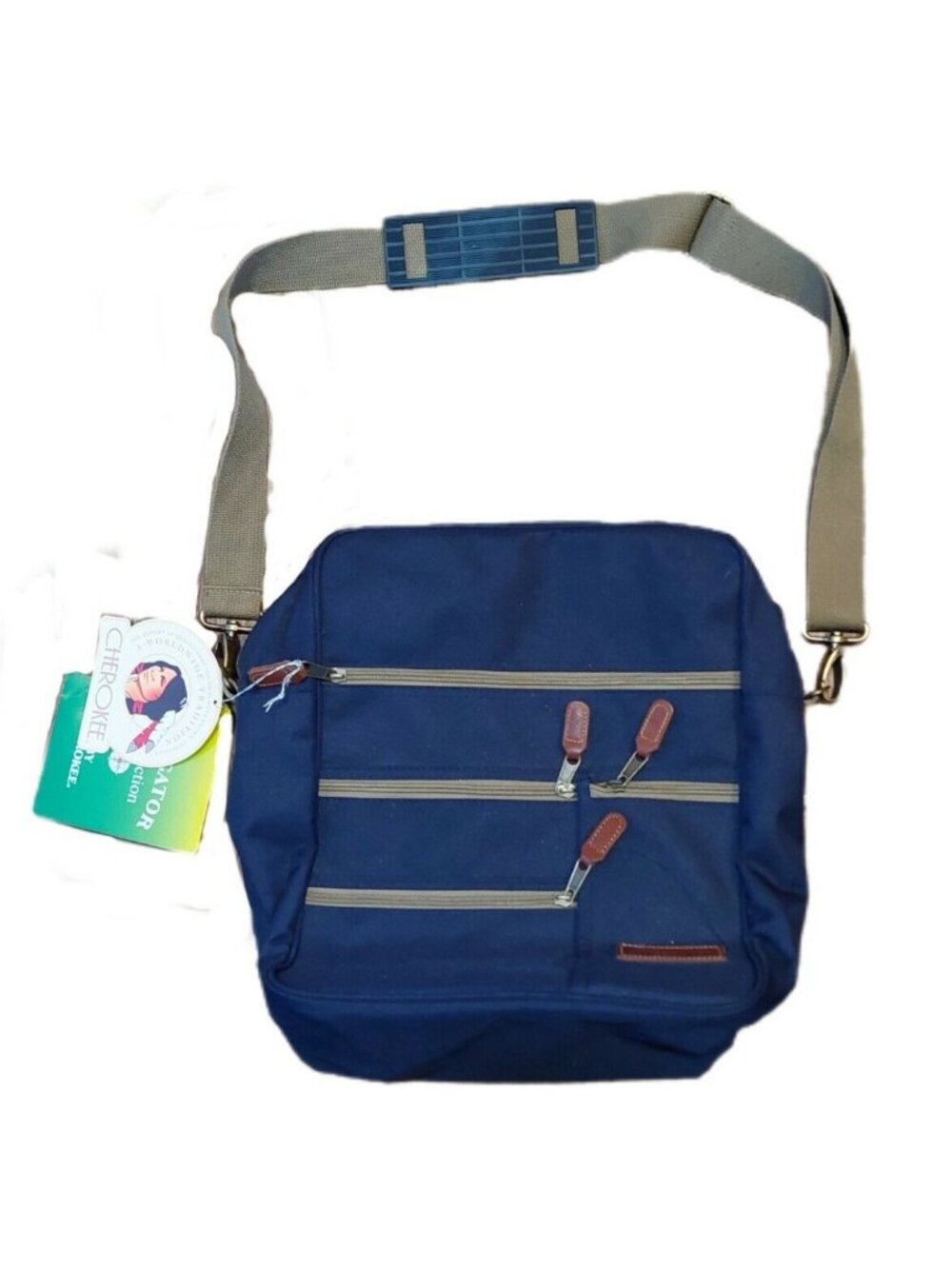 Cherokee Navigator collection blue bag 14x6 15" multi pockets NWT